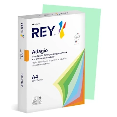 Image of Rey® Adagio Reproduction Paper, Green, 80 g, A4, PEFC™, Ream of 500 Sheets