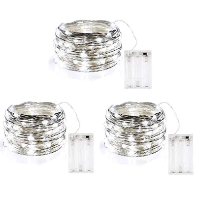 Image of BOLWEO [3 Pack] Battery Powered Christmas Fairy String Lights, 10ft/3M 30 LEDs,Waterproof Ambiance Lighting for Indoor Outdoor Decoration,Cool White