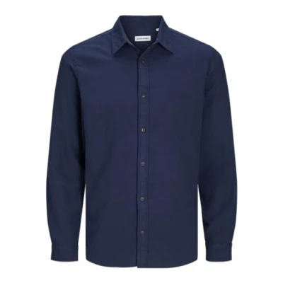 Image of JACK&amp;JONES PLUS Men&#039;s Jjjoshua Fall Flannel Shirt Ls Pls Casual, Navy Blazer/Detail: Solid, 4XL