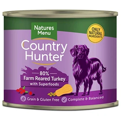 Image of natures:menu Country Hunter Dog Food Can Farm Reared Turkey (6 x 600g)