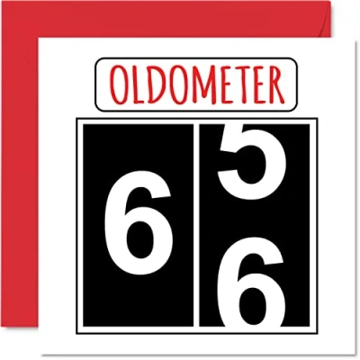 Image of Fun 66th Birthday Cards for Men Woman Oldometer Happy Card Dad Mum Grandad Nanny Grandma Gran Uncle Auntie Cousin, 145mm x Greeting Cards,
