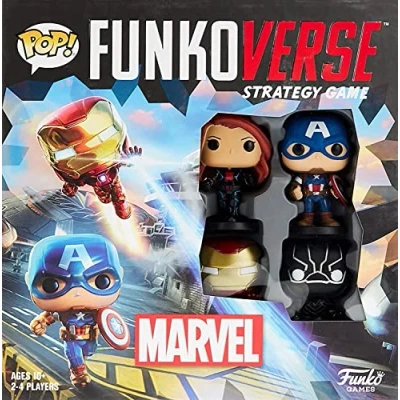 Image of Funko Games Funkoverse Marvel 100 4Pack Thanos Captain America, Black Widow, Iron Man And Panther 3&#039;&#039; (7.6 Cm) POP! Light Strategy Board Game For Children &amp; Adults (Ages 10+) Gift Idea