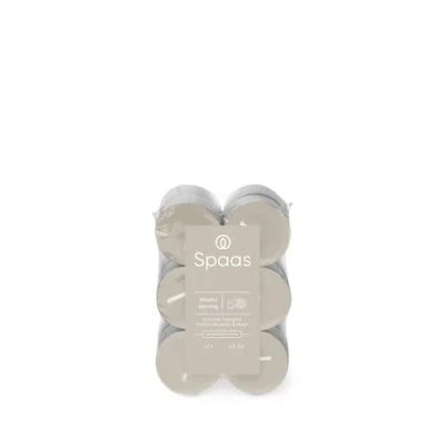 Image of Spaas Scented Tealights flatpack x12 4.5h, Mindful Morning, Warm Grey