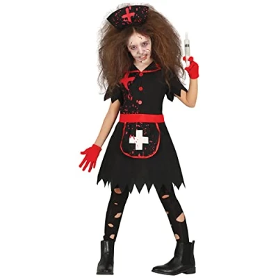 Image of FIESTAS GUIRCA Sinister Vintage Nurse Fancy Dress for Girls Bloody Zombie Kids Costume Halloween Costumes 10 12 years