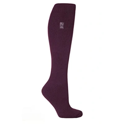Image of Women&#039;s 1 Pair SOCKSHOP Heat Holders Outdoor 2.3 TOG Plain Long Leg Gardening Socks Plum 4 8