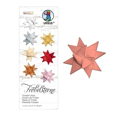 Image of URSUS Moravian, Made of Coloured Drawing Paper 130 g/m 1.5 x 50 cm, 80 Strips for Approx. 20 Stars, Coral, One Size