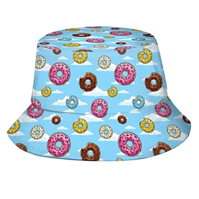 Image of ZYQLMZ Cloud Donuts Bucket Hat Sun Cap Packable Outdoor Beach Fisherman Hats for Women and Men, One Size