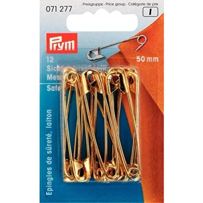 Image of Prym Safety Pins, Silver, 50 mm, goldfarbig, 12 Stück