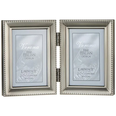 Image of Lawrence Frames Bead Border Design, 2.5x3.5 Double, Pewter