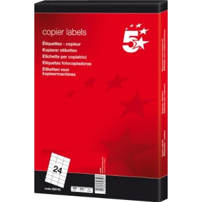 Image of 5 Star Office Multipurpose Labels Laser 24 per Sheet 70x37mm White [2400 Labels]