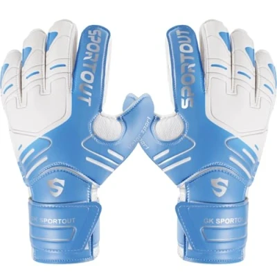 Image of SPORTOUT Youth Adult Goalie Goalkeeper Gloves,Strong Grip for The Toughest Saves, With Finger Spines to Give Protection Prevent Injuries (8, Blue)