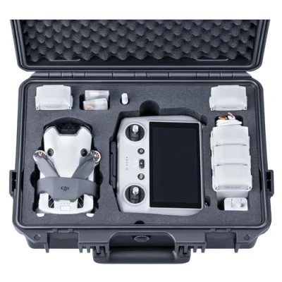 Image of Lykus Titan MM410 Waterproof Hard Case for DJI Mini 4 Pro/Mini 3/ Pro and RC 2/ RC/RC N2, Support 7 Batteries Lanyard [CASE ONLY] Black