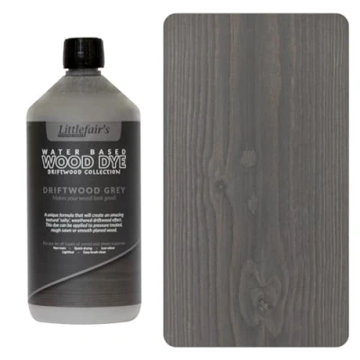 Image of Littlefair&#039;s Wood Stain Water Based 1 LTR Indoor Furniture Light &amp; Dark Finishes Special Non Toxic Eco Friendly Formula for Crafts Colour: Driftwood Grey