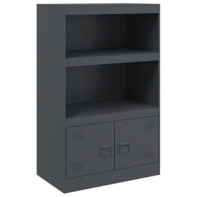 Image of vidaXL Anthracite Sideboard Steel Storage Cabinet with Shelves, 67x39x107cm for Living Room and Dining