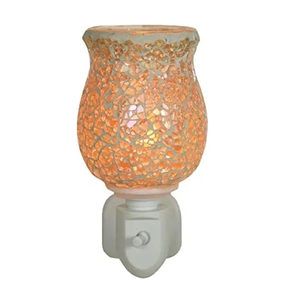 Image of Cello Golden Sands Plug In wax Melt burner &amp; oil Burner. The electric, mosaic glass and creates a stunning design when lit as well releasing fragrance around your home.