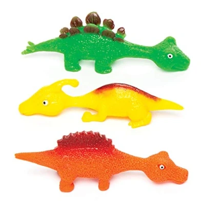 Image of Baker Ross, stegosaurus AW534 Stretchy Flying Dinosaurs Pack of 4, Perfect for Kids Party Bag Fillers or Gifting Ideas, Assorted