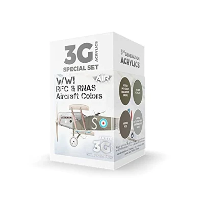 Image of AK Interactive WWI RFC &amp; RNAS. British Aircraft Colors 3Gen Paint Set, Green