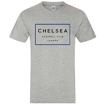 Image of Chelsea FC Official Football Gift Mens Square Graphic T Shirt Grey Small
