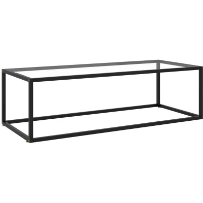 Image of vidaXL Coffee Table Black with Tempered Glass 120x50x35 cm