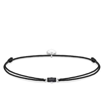 Image of Thomas Sabo Women Bracelet Little Secret Black Stone Baguette Cut 925 Sterling Silver LS0106 401 5 L20v