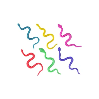 Image of HENBRANDT 12x Mini Stretchy Snakes Assorted Colours and Designs Snake Stretchies Sensory Fidget Toys Kids Birthday Party Favour Loot Bag Filler Classroom Prize Lucky Dip for Boys Girls