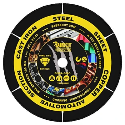 Image of 1 x SabreCut VBSC300ME 300mm (12&quot;) 22.23mm Bore Vacuum Brazed Metal Cutting Angle Grinder Circular Saw Diamond Disc Blade Compatible with Bosch Dewalt Makita Milwaukee and Many Others