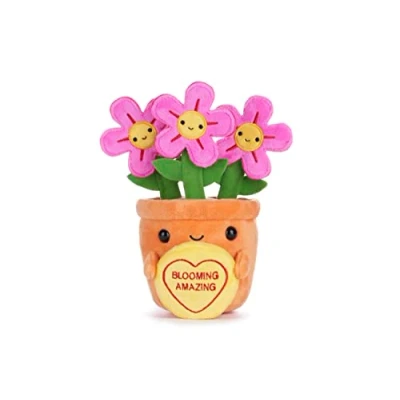 Image of Swizzels Love Hearts 18CM (7 inch) Felicity Flowerpot Blooming Amazing Plush Soft Toy, 38012, Yellow,orange,pink