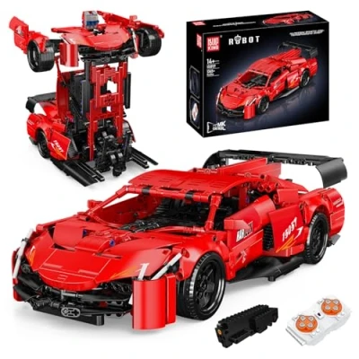 Image of Mould King 15057 Technik Transformable Sportscar Building Block kit, MOC Remote Control Robot Car Model Toys Clamping Blocks, Suitable for Kids 14+/Adults (1365+PCS)