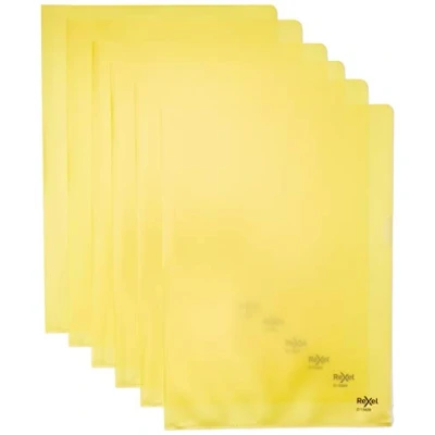 Image of Rexel Quality A4 Document Folder, Yellow Embossed, 115mic, Cut Flush, Copy Safe, Pack of 100, 2115639