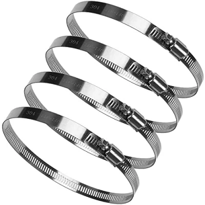 Image of 4 Pack Jubilee Clips Large Size 118 140 mm, Hose Stainless Steel Clamp Adjustable Ducting Clamps for Securing Hoses and Pipes Tube