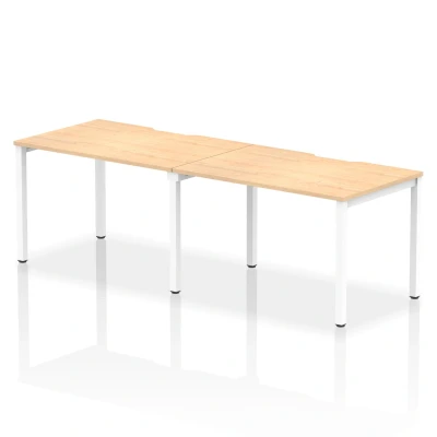 Image of Evolve Single White Frame Bench Desk 1200 Maple (2 Pod) BE359