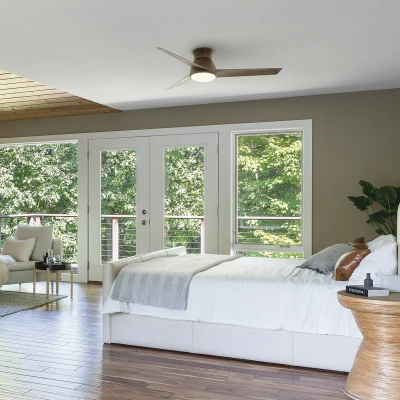Image of Kichler Eris 3 Blade 132cm Ceiling Fan with LED Light Walnut IP44 Remote Control