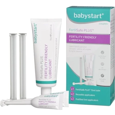 Image of Babystart Fertility Lubricant FertilSafe Plus Lubricating Gel Tube 75ml, x2 Re Useable Applicator and Prefilled 5ml Personal Lubrification Natural, Water Based, Paraben Free, Fertile Friendly