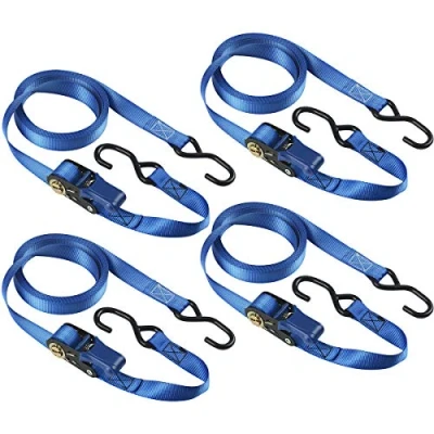 Image of Master Lock 4367EURDAT Certified Ratchet Strap with S Hook, Blue, 5m x 35mm Straps, Pack of 4