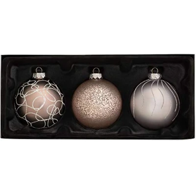 Image of WeRChristmas Glass Baubles, Grey, 3 Piece