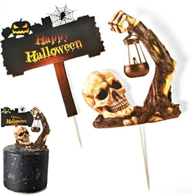 Image of 1 Set Halloween Cake Topper Decorations Ghost Skull Cupcake for Party Supplies Decor