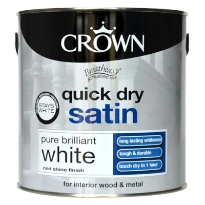 Image of CROWN Quick Dry Satin Paint Brilliant White 2.5 litre
