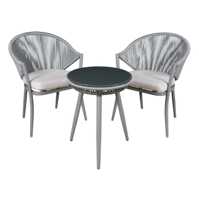 Image of Dellonda Echo 3 Piece Aluminium Balcony Set with Tempered Glass Top