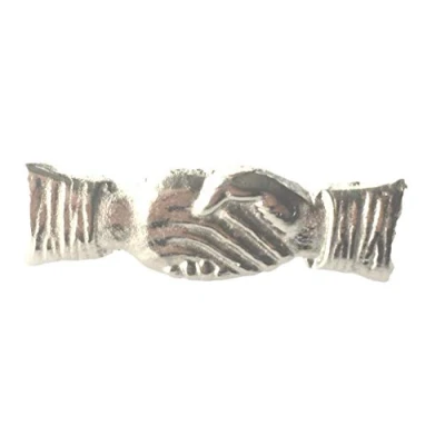 Image of Brothers Handshake Emblem Orange Lodge Order Nickel Plated for Collarette Sash