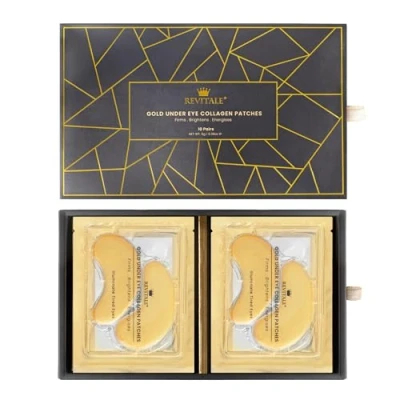 Image of Revitale 24k Gold Under Eye Collagen Patches, Reduce Puffy Eyes &amp; Dark Circles, Illuminate Tired Masks Firms, Brightens, Energises (Packets 10 Pair)