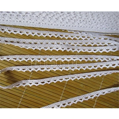 Image of 10 Yards Cotton Crochet Lace Edge Trim Ribbon 1 cm Width Vintage White Edging Trimmings Fabric Embroidered Applique Sewing Craft Wedding Dress Embellishment DIY Cards Decor Clothes Hats Embroidery