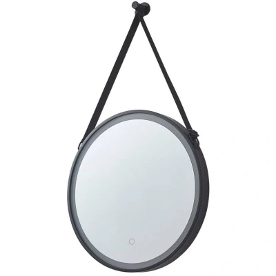 Image of Lucande LED mirror Lelin, Ø 60 cm, black, aluminium, CCT