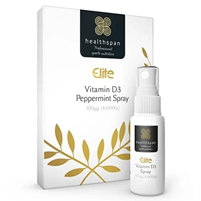Image of Healthspan Elite Vitamin D3 Spray 4,000iu (15ml) All Blacks Official Partner Supports Bones, Muscles &amp; Immune Health Peppermint Flavour Informed Sport Accredited Vegan