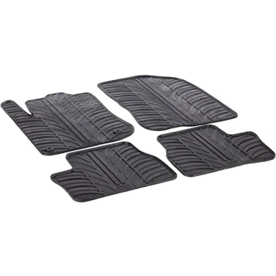 Image of Rubber car mats set (LHD) compatible with Peugeot 2008 incl. Crossover 2013 2019 (T profile 4 pieces + mounting clips)
