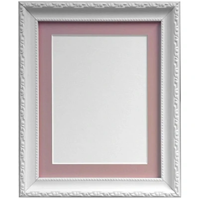 Image of FRAMES BY POST Shabby Chic White Picture Photo Frame with Pink Mount A3 For Image size A4