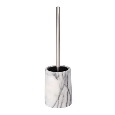 Image of WENKO Toilet Brush and Holder Onyx of Marble, White, 10 x 41 cm
