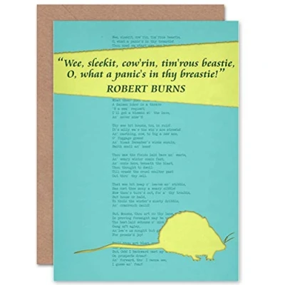 Image of Wee Blue Coo PAINTING POEM LYRICS ROBERT BURNS TO A MOUSE ART GREETING CARD
