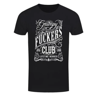 Image of Grindstore Grumpy Fuckers Club Life Time Member Mens Black T Shirt XXXL (46 48)