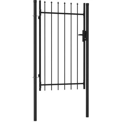 Image of vidaXL Fence Gate Single Door with Spike Top Steel 1x1.5 m Black