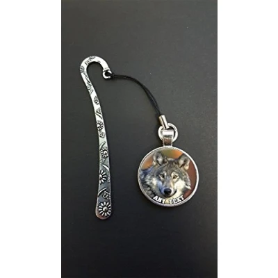 Image of Personalised Wolf Any Text Pendant On a Silver Coloured Metal Design Bookmark Ideal Birthday Gift N100w